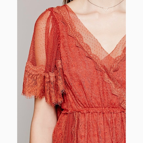 Free People Witchy Woman Lace Maxi Dress Rust XS - Picture 3 of 6